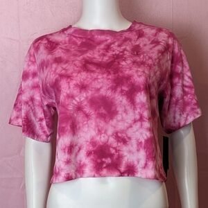 Champion Oversized Pink Tie Dye Short Sleeve Cropped Tee size XS